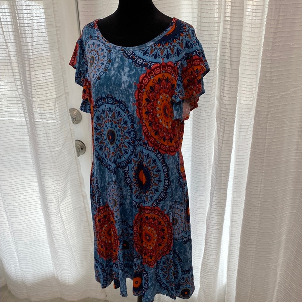 Colorful Mandala Print Dress with pockets